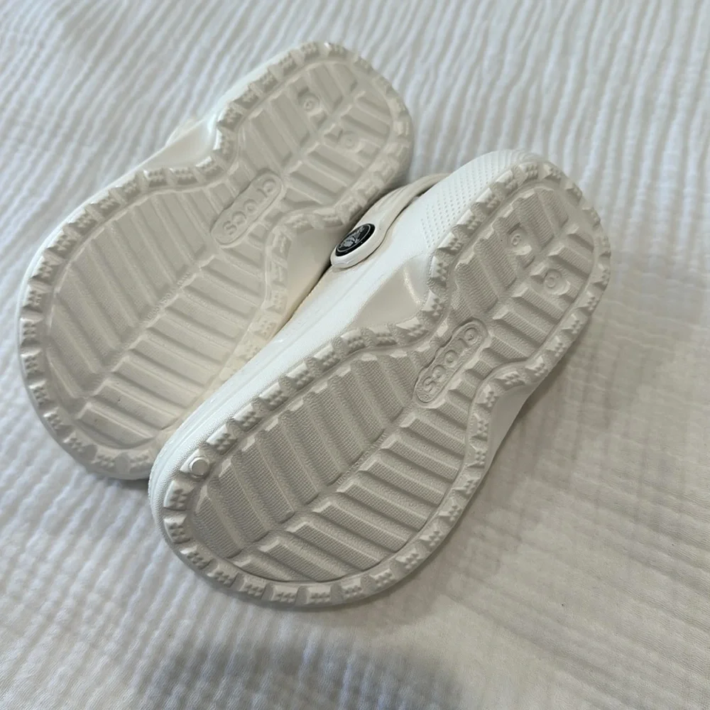 Kids White Clogs with Gray Lining